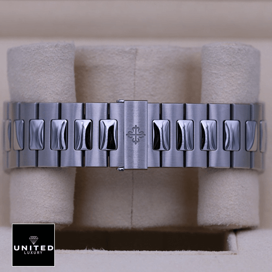 Patek Philippe 5712/1A Moon Phase Replica 4 Patek Philippe Nautilus Stainless Steel Bracelet Replica on the stand