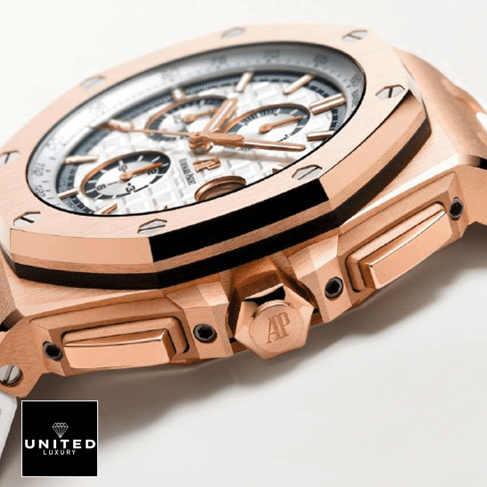 Audemars Piguet Royal Oak Offshore 26408OR.OO.A010CA.01 Replica 4 Audemars Piguet Royal Oak 26408OR.OO_.A010CA.01 Gold Case Replica side view