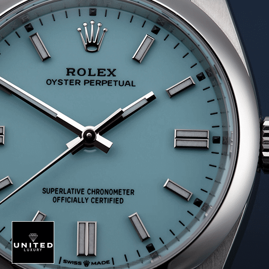 Rolex Oyster Perpetual Aqua Dial 126000 Replica 2 Rolex Perpetual 126000 Turquoise Dial White Stick ?ndices Replica