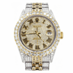 ROLEX DATEJUST 41MM YELLOW 18KT GOLD TWO-TONE VVS-1 ROMAN DIAL BUSTDOWN