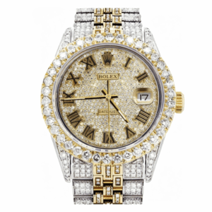 ROLEX DATEJUST 41MM YELLOW 18KT GOLD TWO-TONE VVS-1 ROMAN DIAL BUSTDOWN
