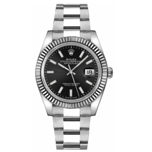 Rolex Datejust 41 Stainless Steel & White Gold - Black Index Dial - Fluted Bezel (126334)